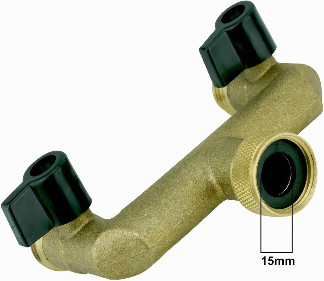 2-Wege Verteiler Wasseranschluss 3/4"IG - 2x3/4"AG Anschluss von 2 Geräten 2-fach Ventile