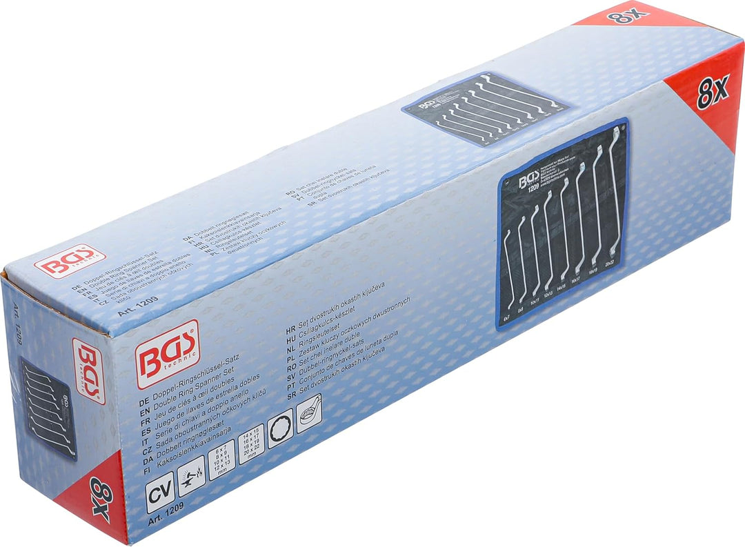 BGS 1209 | Doppel-Ringschlüssel-Satz | gekröpft | SW 6 x 7 - 20 x 22 mm | 8-tlg. 8-tlg. | SW 6 x 7 -