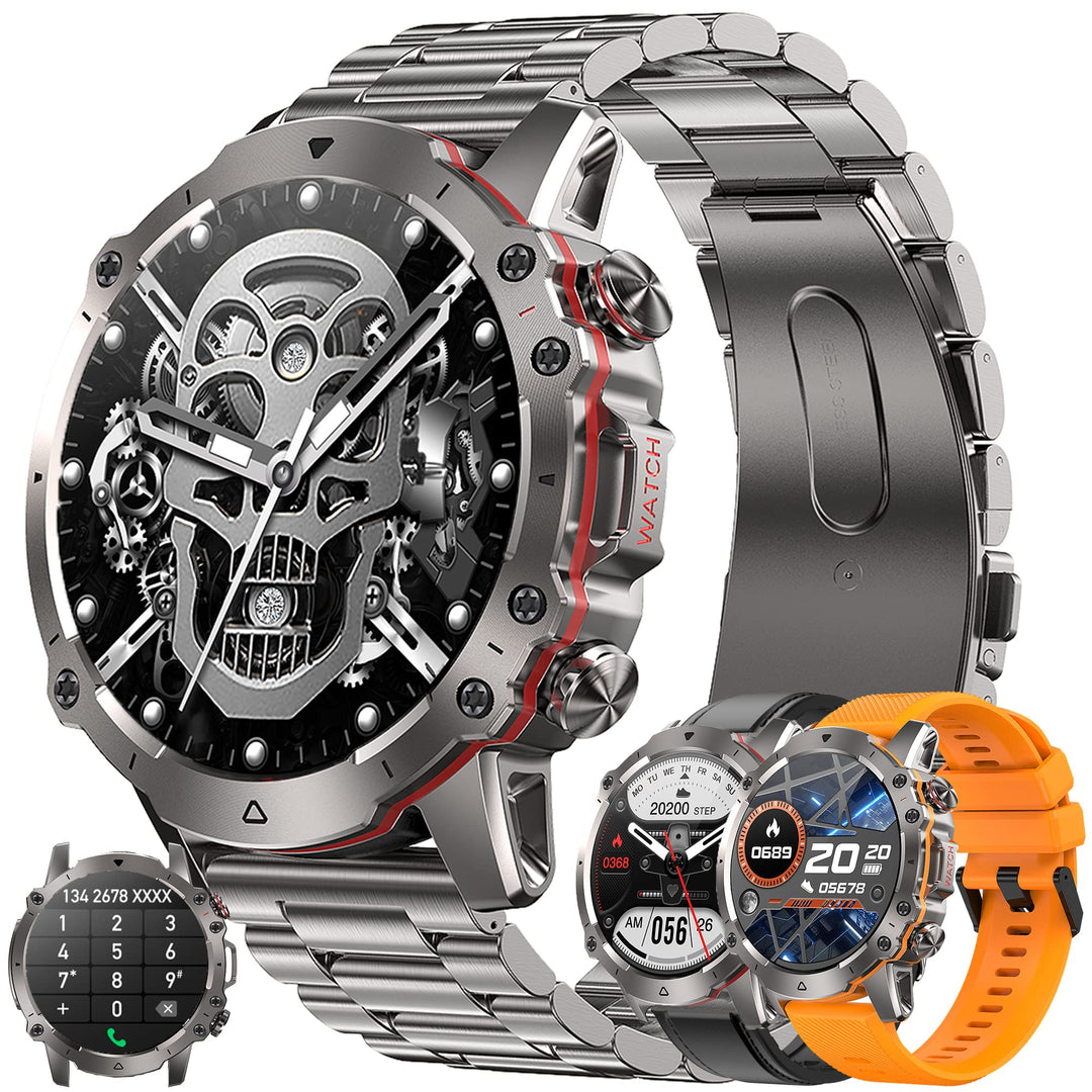 Smartwatch Herren mit Telefonfunktion, 1,43 Zoll HD Voll Touchscreen 5ATM mit 110+ Sportmodi Fitness