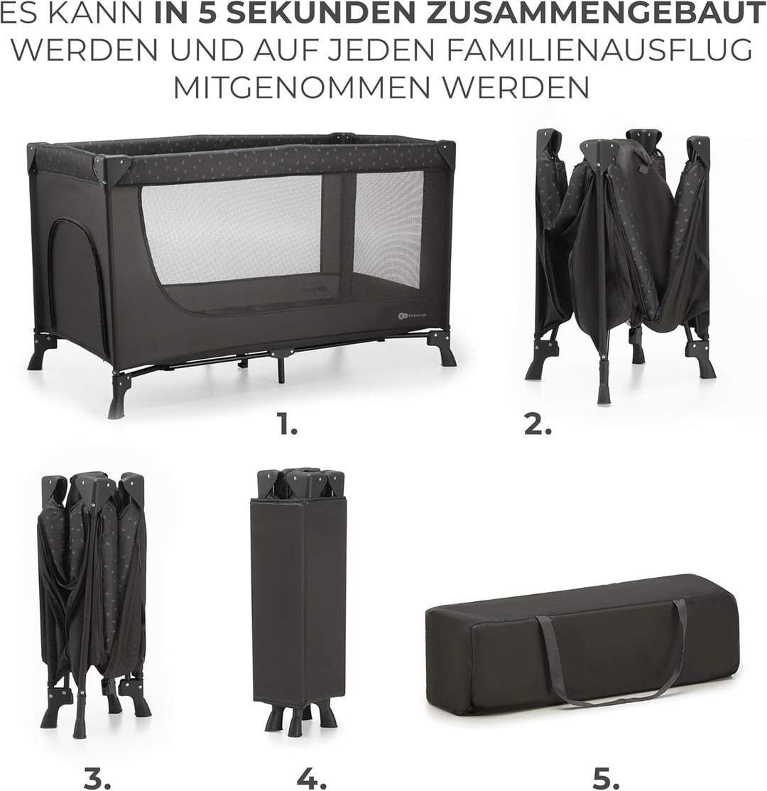 Kinderkraft Kinderreisebett Joy Light, Babybetten, Kinderbett, Reisebett, Praktisch, Modernes Design