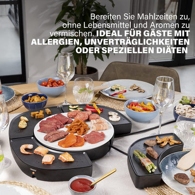 Princess 103070 Dinner4all Circle - 4 einzelne Grillplatten - 4 x 250 W – Inklusive Spatel