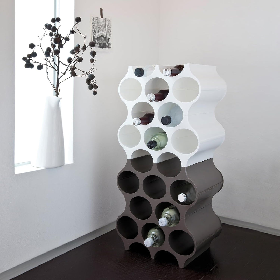 Koziol Set-UP Flaschenregal 4-teilig | für 10 Flaschen | Weinregal, modular erweiterbar, stapelbar |