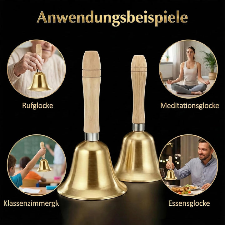 2er Set Hochwertiges Lauter Metallhandglocken Aus Messing Ideal für Festliche Anlässe Meditation Yog
