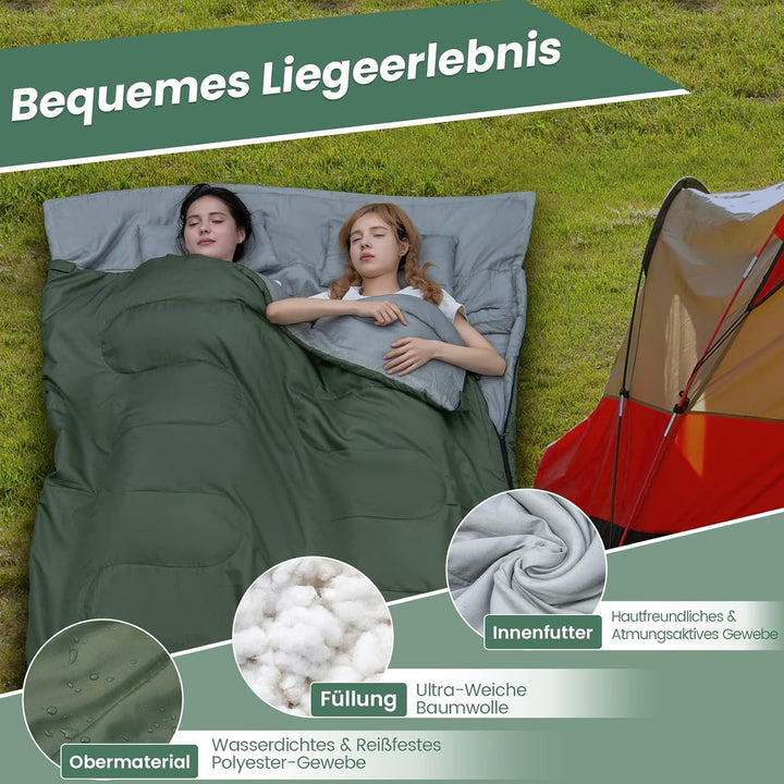 GOPLUS Schlafsack Deckenschlafsack Hüttenschlafsack Doppelschlafsack Reiseschlafsack Trekkingschlafs