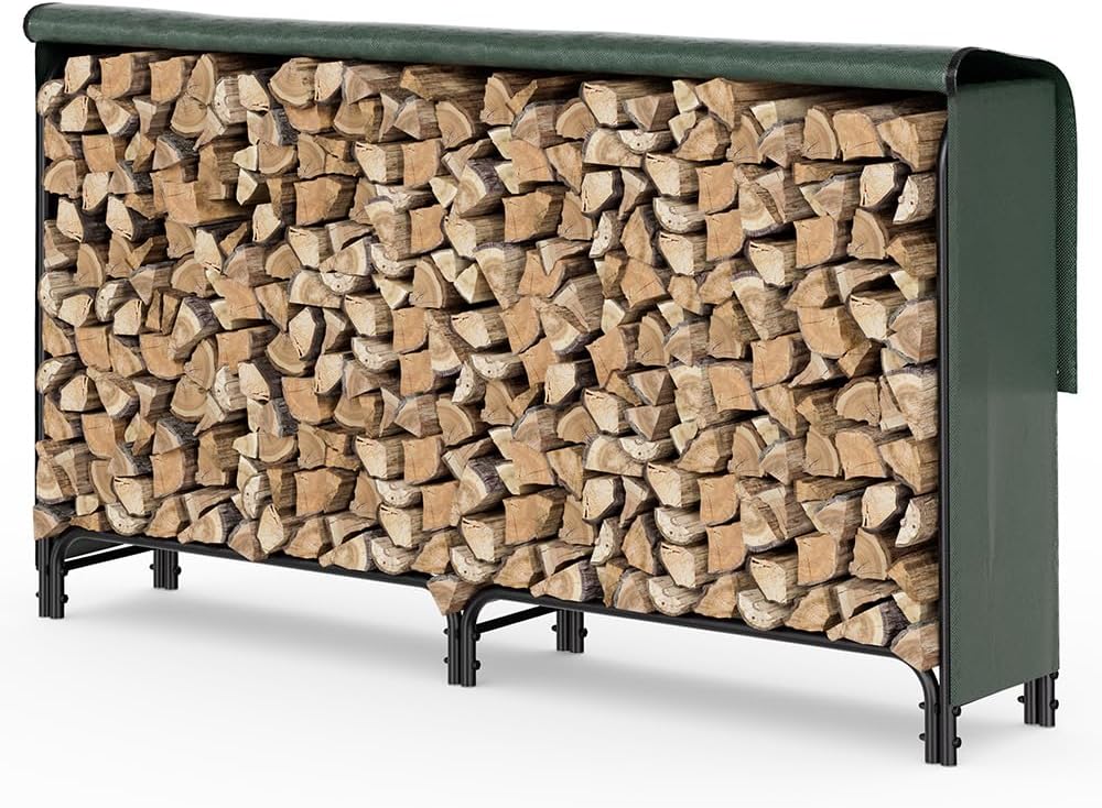 VOUNOT Kaminholzregal Aussen Metall, Brennholzregal Aussen, Feuerholzregal Outdoor mit wasserdichte