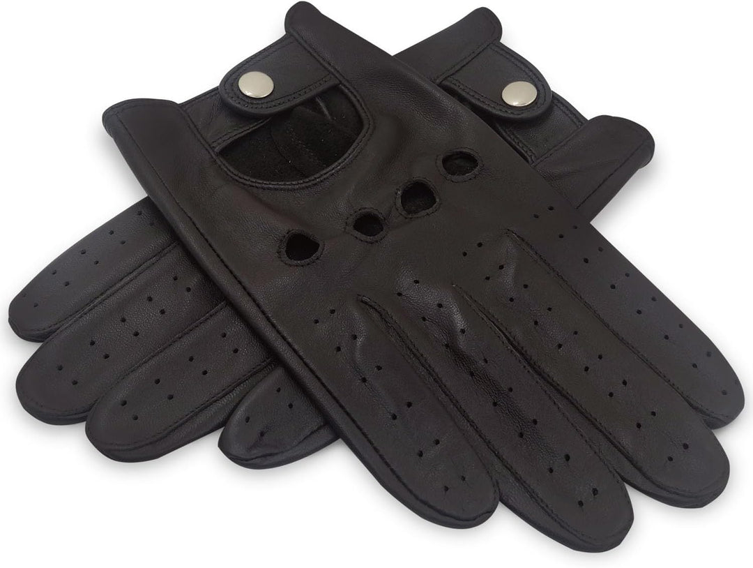 ZLUXURQ Herren Luxus 100% Schaffell Fahrhandschuhe-Weiches hochwertiges Leder, Small(20.4-21.6cm) Du