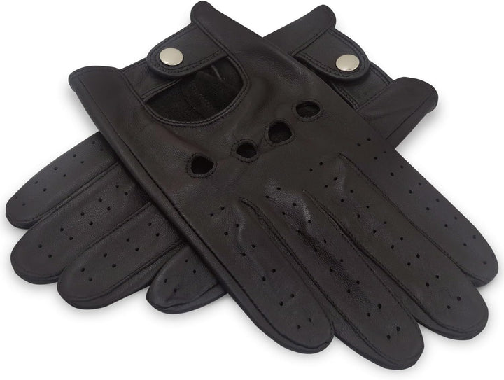 ZLUXURQ Herren Luxus 100% Schaffell Fahrhandschuhe-Weiches hochwertiges Leder, Small(20.4-21.6cm) Du