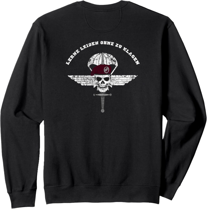 Lerne Leiden ohne zu Klagen Fallschirmjäger Rückenprint Sweatshirt