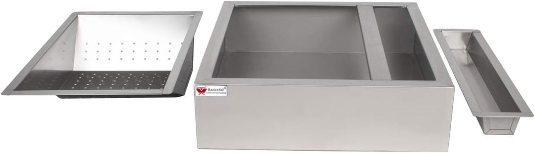 Beeketal 'BPAS-2' Profi Gastro Pommes Abtropfschale aus Edelstahl 3-teilig (Frittierseiher Grundgest