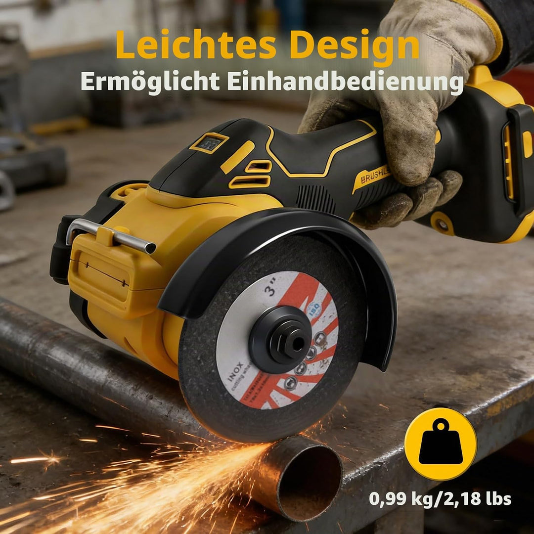 Akku-Winkelschleifer für Dewalt 18/20 V, bürstenloser Mini-Winkelschleifer, 20.000 U/min, 75 mm, kle