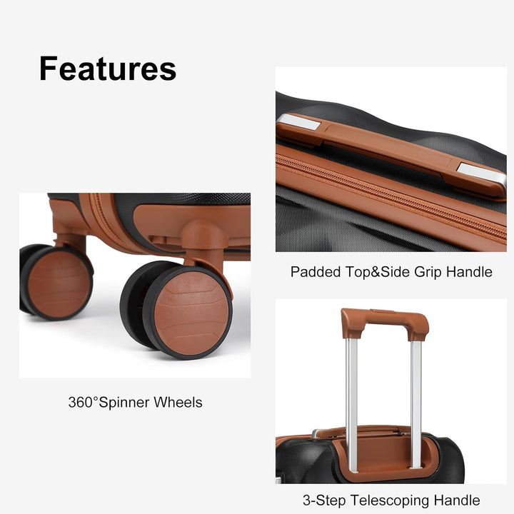 Sea choice Handgepäck Koffer Trolley ABS Leicht Reisekoffer Hardschale 4 Rollen und TSA Schloss Mit
