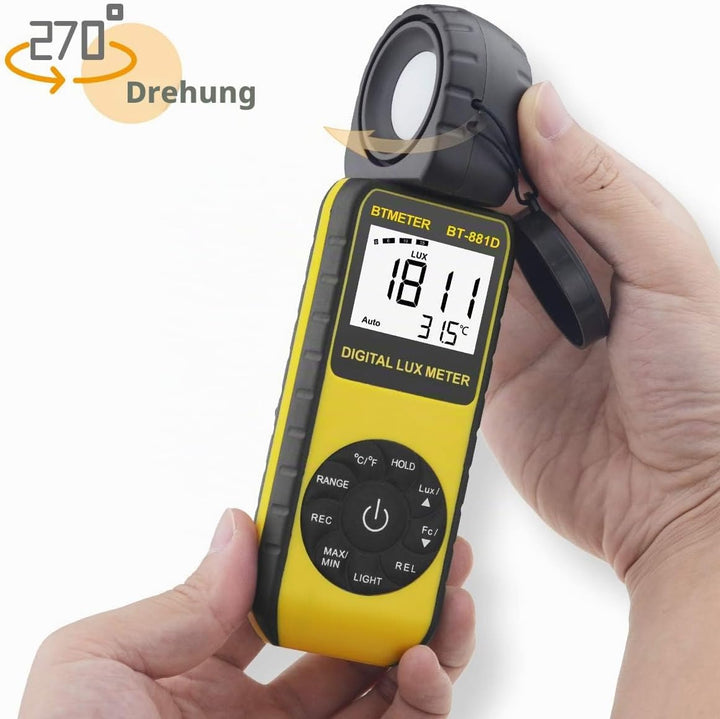 BTMETER BT-881D Digital Illuminance Light Meter, Measure Lights 0.01~400,000 Lux (0.01~40,000 FC) Fo