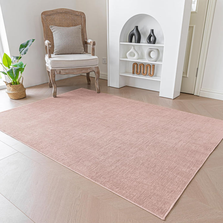 Kurzflor Teppich Rosa 60X90cm Waschbar rutschfest für Kinderzimmer | 5mm Dicke, Rechteckig, Bettvorl