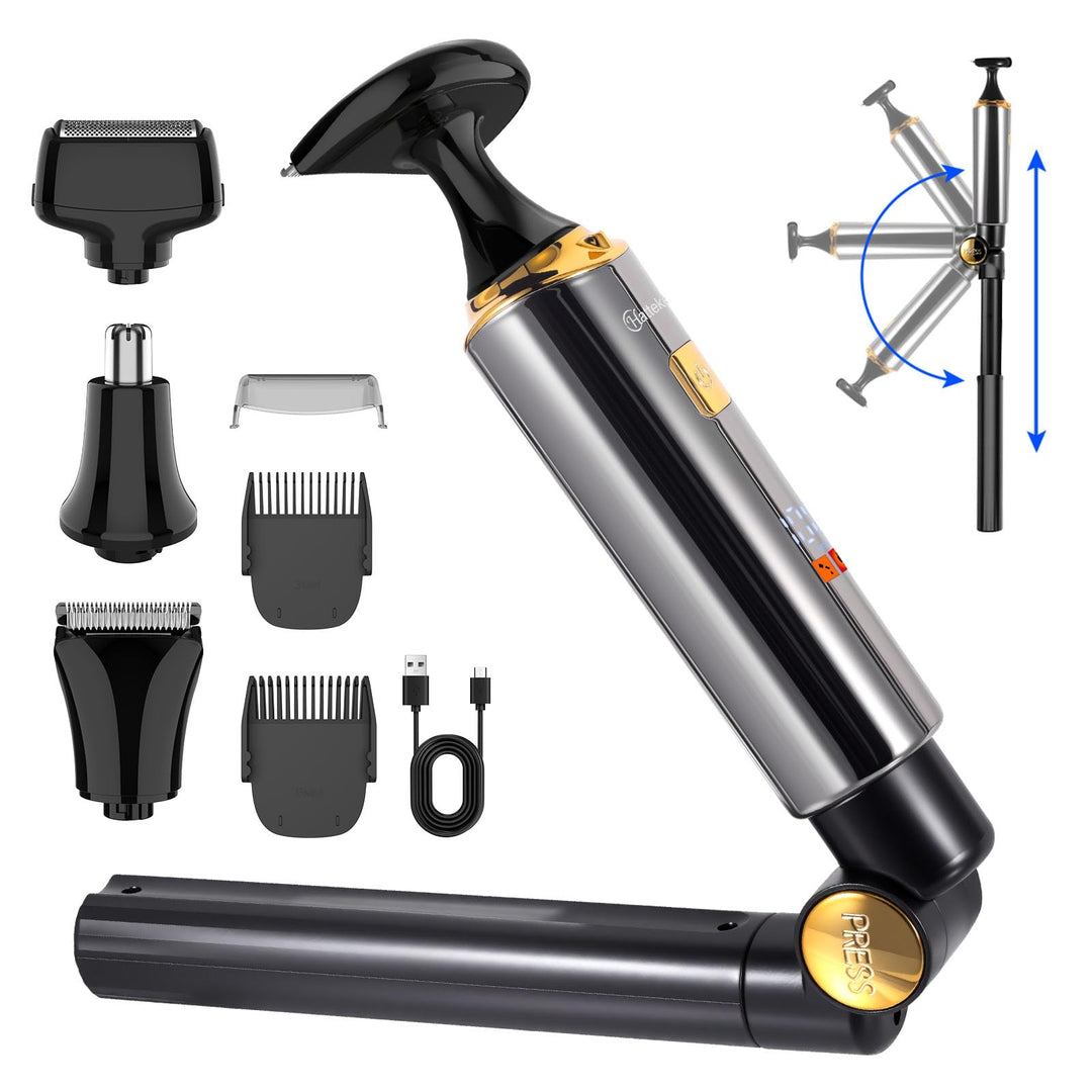 Hatteker Elektrischer Rückenrasierer für Männer, Körper-Trimmer, Haarschneider, 4-in-1-Set mit auszi