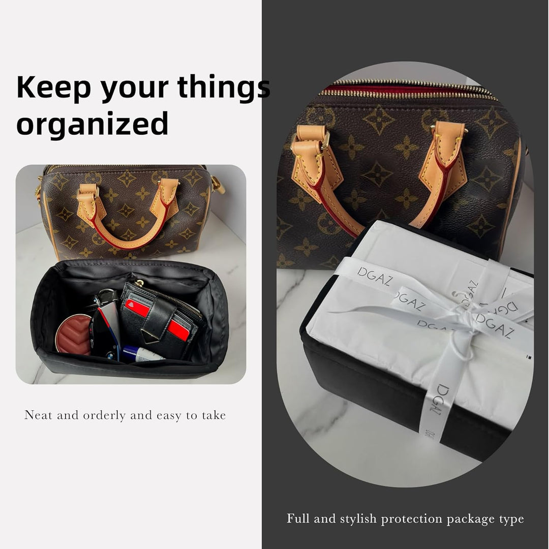 DGAZ Handtaschen Organizer Einsatz, Seide Handtaschenorganisator für LV Speedy Nano/20/25/30/35/40/4