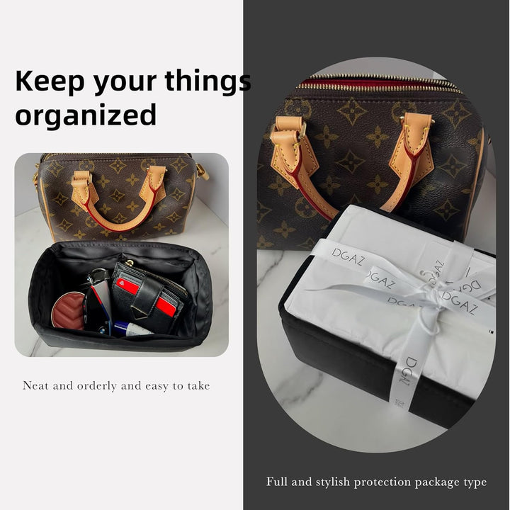 DGAZ Handtaschen Organizer Einsatz, Seide Handtaschenorganisator für LV Speedy Nano/20/25/30/35/40/4