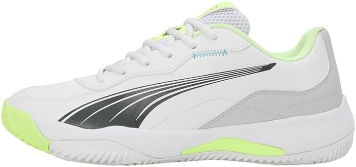 PUMA Unisex Nova SmashTennis Shoe 38 EU Puma White Luminous Blue Fizzy Apple Shadow Gray, 38 EU Puma