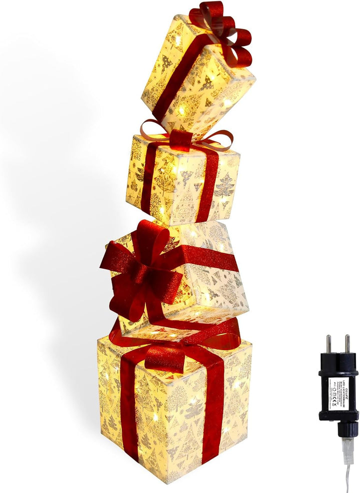 CCLIFE LED Geschenkbox 4er Set Weihnachten Weihnachtenbox Beleuchtete Lichterkette batteriebetrieb W