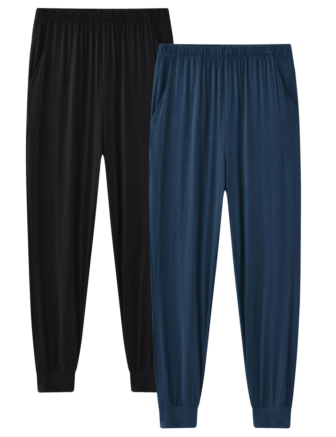MoFiz Herren Schlafanzughose Lang Weiche Pyjamahose Schlafhose Weite Loungewear M 2 Pack- A (Bündche