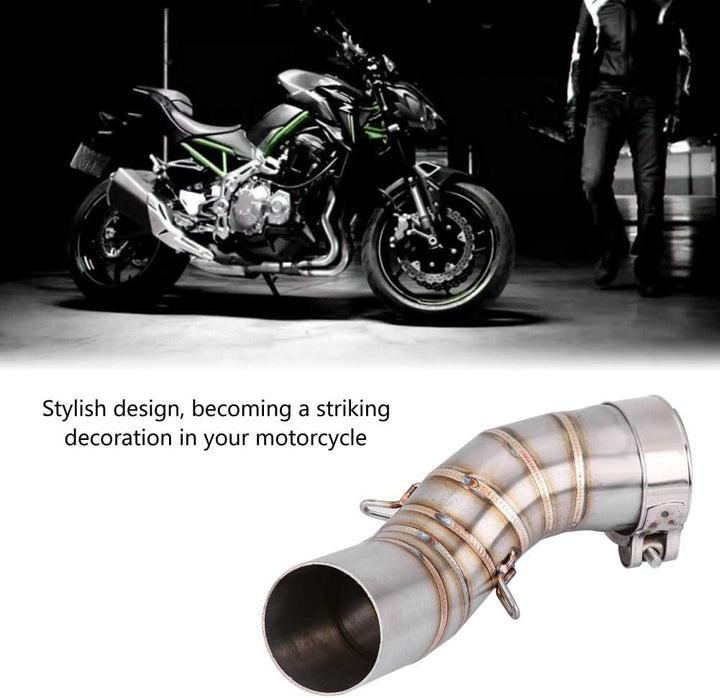 Motorrad Auspuff Mittelrohr, Motorrad Edelstahl kurz 51Mm Wollschlupf Auspuffsystem Mittelrohr Link