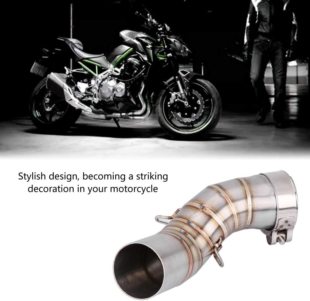 Motorrad Auspuff Mittelrohr, Motorrad Edelstahl kurz 51Mm Wollschlupf Auspuffsystem Mittelrohr Link