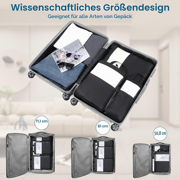 Cozary Koffer Organizer Packing Cubes Compression 4 Stück - Packwürfel mit hohem Fassungsvermögen, T