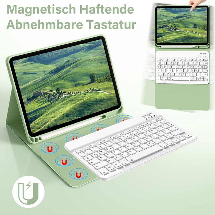 SZPSGC Hülle mit Tastatur für iPad A16 11. Generation/iPad 10. Generation (2025/2022, 11/10,9 Zoll),