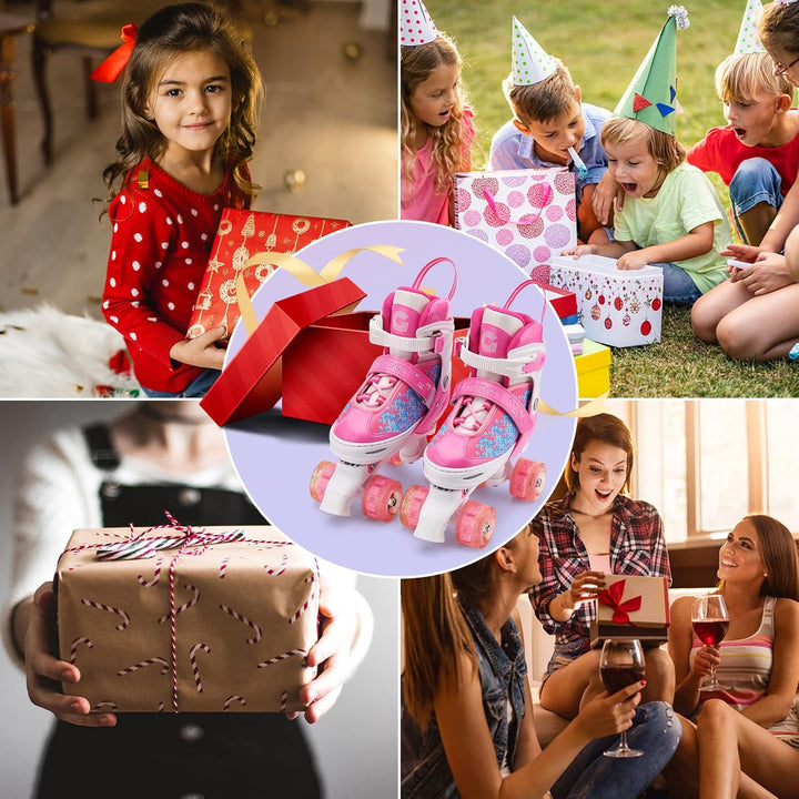 Gonex Verstellbar Rollschuhe, Leuchtenden Rädern Roller Skates für Mädchen Jungen Kinder Erwachsene