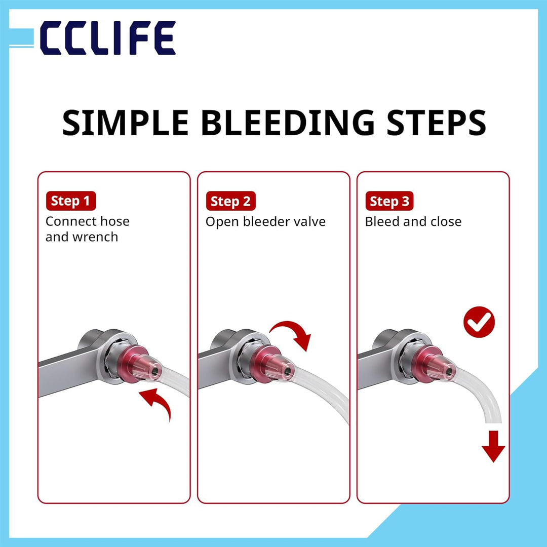 CCLIFE 7tlg Bremsenentlüftungsschlüssel Set, 7–12 mm, 12-Kant Stecknuss, mit 1,2 m Silikonschlauch &