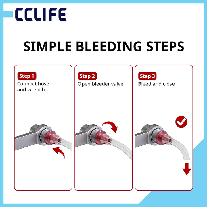 CCLIFE 7tlg Bremsenentlüftungsschlüssel Set, 7–12 mm, 12-Kant Stecknuss, mit 1,2 m Silikonschlauch &