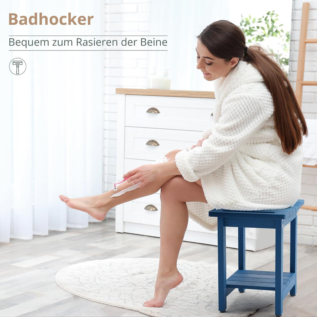 LUE BONA HDPS Duschbänke, Duschhocker zum Rasieren der Beine mit Ablage, wasserdichter Badstuhlsitz