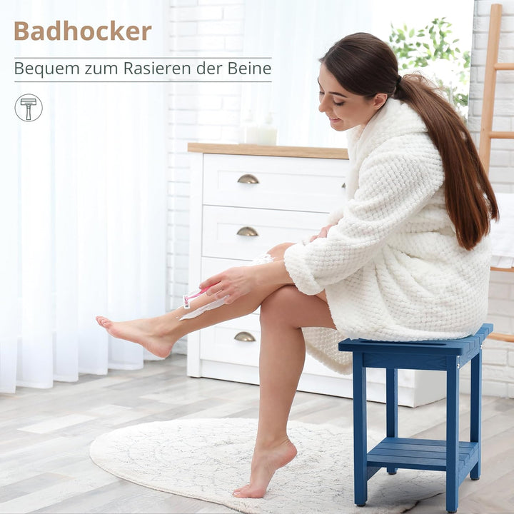 LUE BONA HDPS Duschbänke, Duschhocker zum Rasieren der Beine mit Ablage, wasserdichter Badstuhlsitz