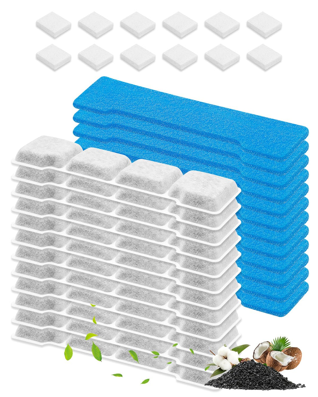 Haliya 12er-Set Ersatzfilter Katzenbrunnen Kompatibel mit SIBAYS & Kompatibel mit Kastty 15L/4Gal Tr