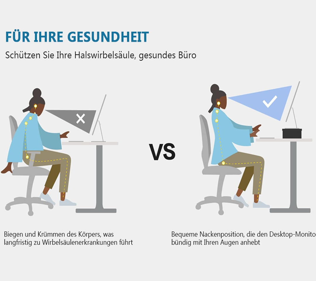 Fenge Dual Monitorständer mit Schubladen und Stauraum, Bildschirmständer aus MDF für Computer TV Lap