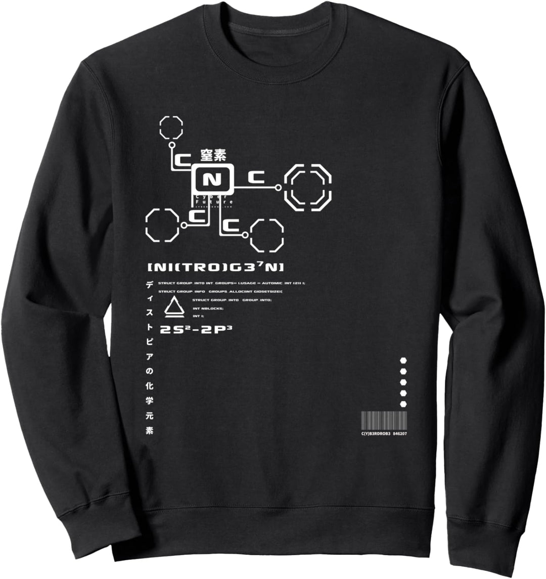 Techwear Goth Ninja Stickstoff Sweatshirt