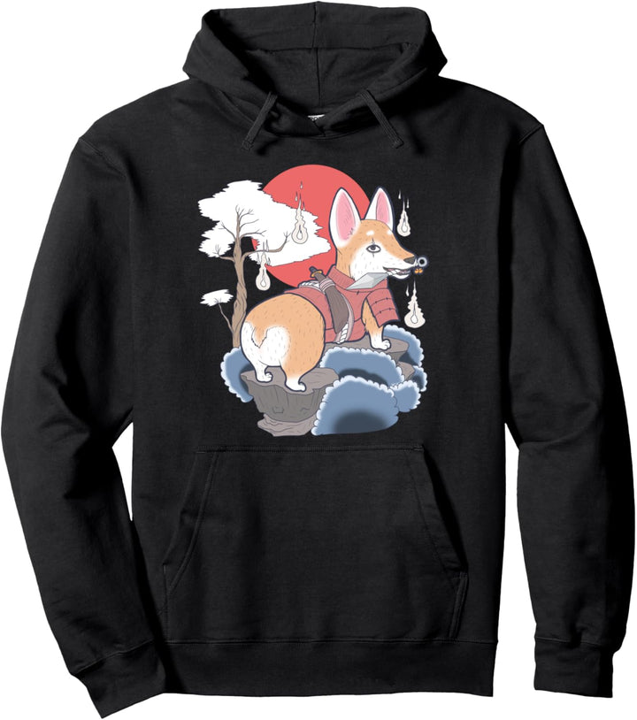 Corgi Dog Japanese Art Harajuku Retro Aesthetic Kawaii Pullover Hoodie