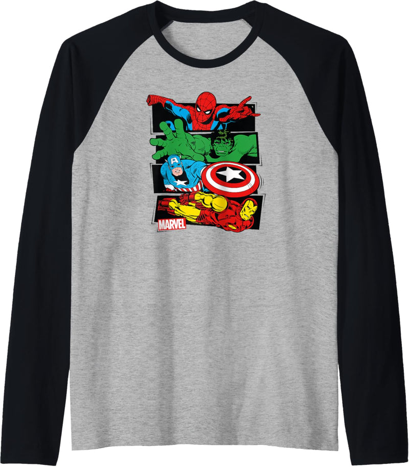 Marvel Spider-Man, Hulk, Captain America, Iron Man Panels Raglan