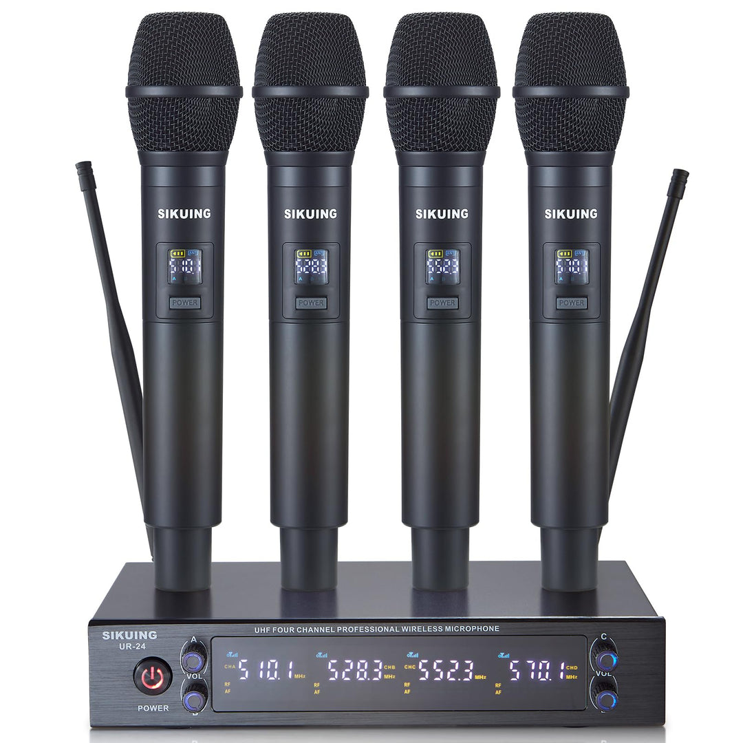 4X Handmikrofon Funkmikrofon Set – Professionelles drahtloses System mit 4x50 einstellbaren Frequenz