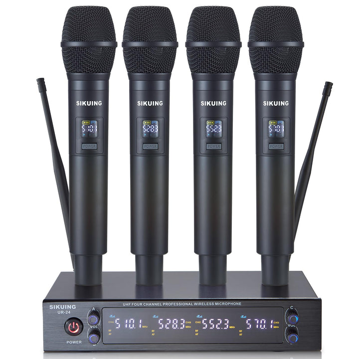 4X Handmikrofon Funkmikrofon Set – Professionelles drahtloses System mit 4x50 einstellbaren Frequenz