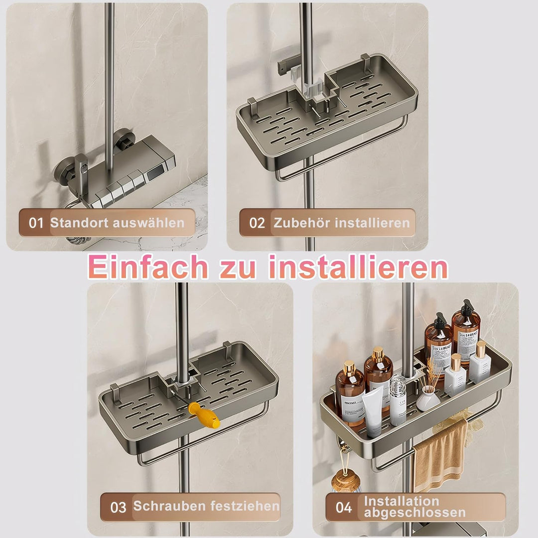 Duschablage ohne Bohren,rostfreie Badezimmer Organizer Duschregal für 19 mm - 23 mm Duschstange,Badr