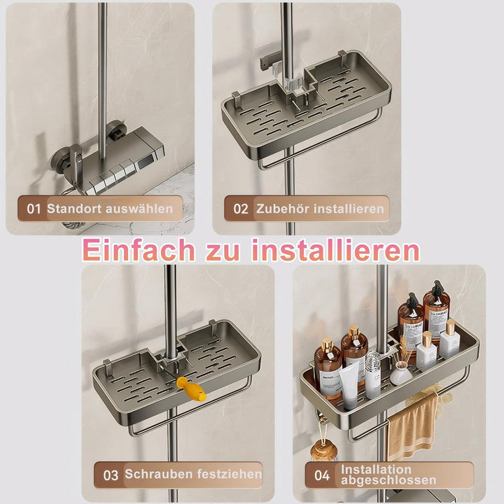 Duschablage ohne Bohren,rostfreie Badezimmer Organizer Duschregal für 19 mm - 23 mm Duschstange,Badr