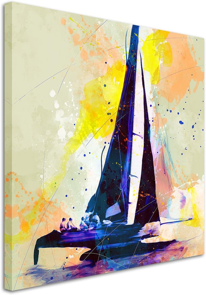 Katamaran I 60x60cm Wandbild SPORTBILD Aquarell Art tolle Farben von Paul Sinus