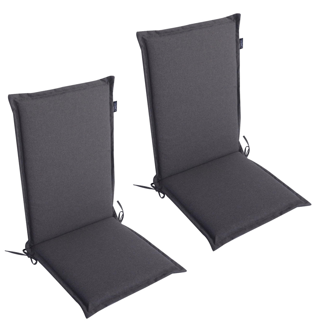 LILENO HOME Gartenstuhl Auflagen als [2er Set - Hochlehner] in Anthrazit Y - bequeme Liegen als Sitz