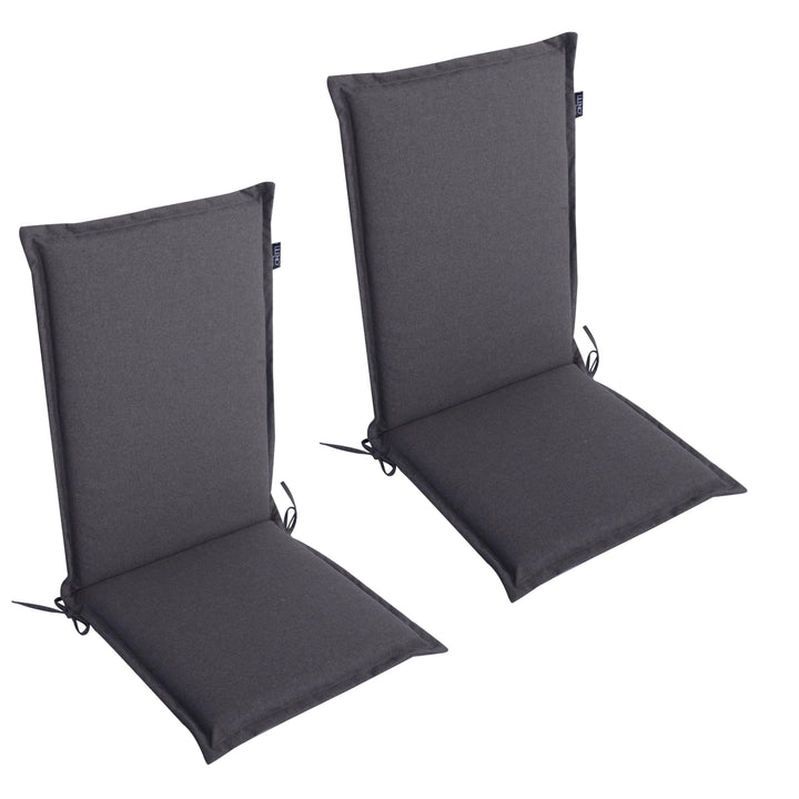 LILENO HOME Gartenstuhl Auflagen als [2er Set - Hochlehner] in Anthrazit Y - bequeme Liegen als Sitz