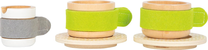 small Foot Kaffee und Tee Set Kinderküche aus Holz, 15-TLG. Küchenspielzeug, Rollenspiel für Kinder