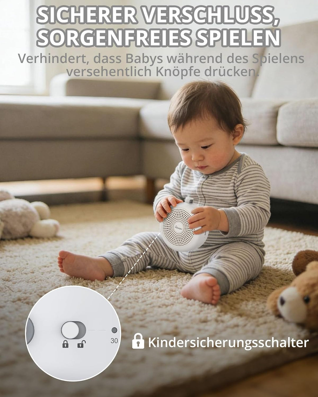 HOMGEN White Noise Machine Baby Tragbare Weisses Rauschen Einschlafhilfe Babys Schlafhilfe mit Nacht