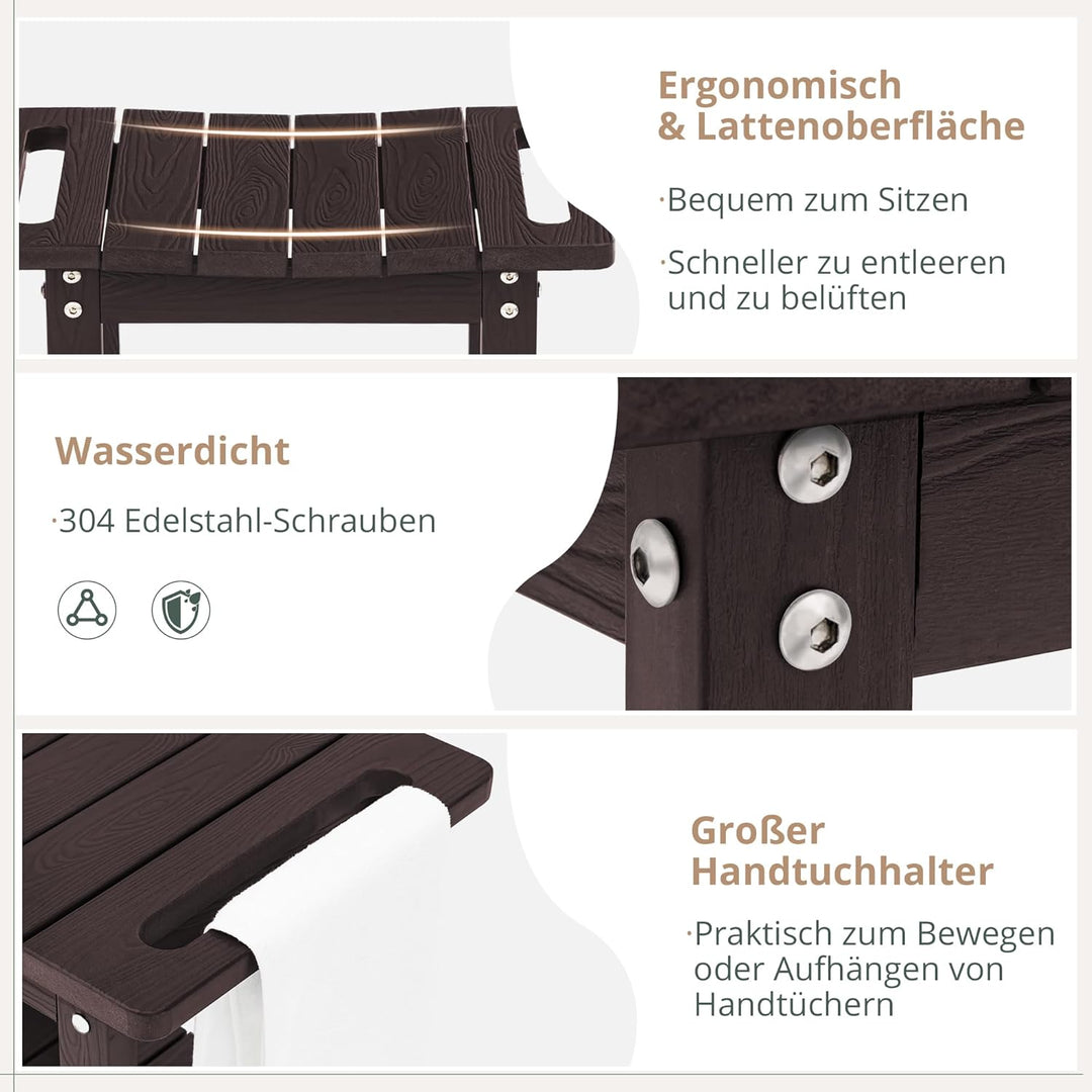 LUE BONA HDPS Duschbänke, Duschhocker zum Rasieren der Beine mit Ablage, wasserdichter Badstuhlsitz
