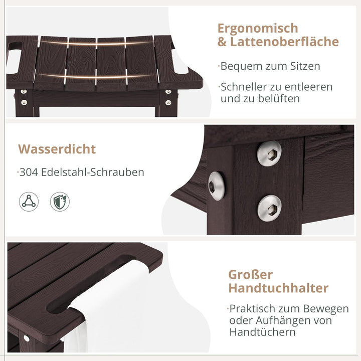 LUE BONA HDPS Duschbänke, Duschhocker zum Rasieren der Beine mit Ablage, wasserdichter Badstuhlsitz