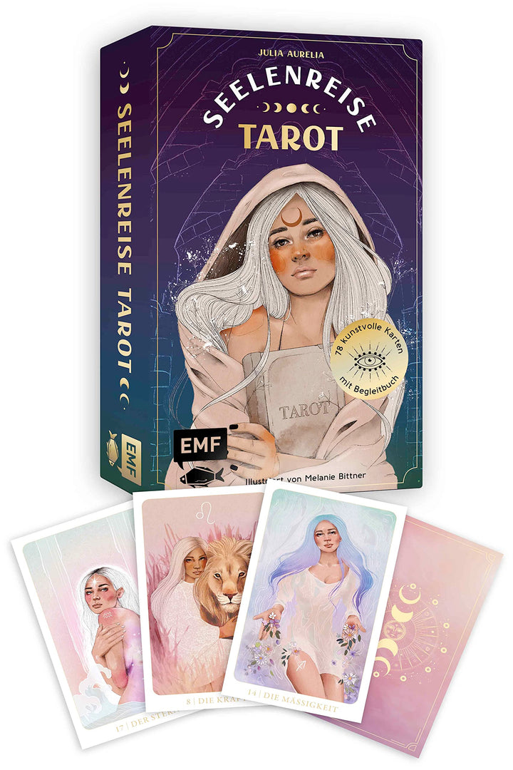 Tarot-Kartenset: Seelenreise Tarot: 78 kunstvoll illustrierte Karten mit Goldrand und Begleitbuch, T