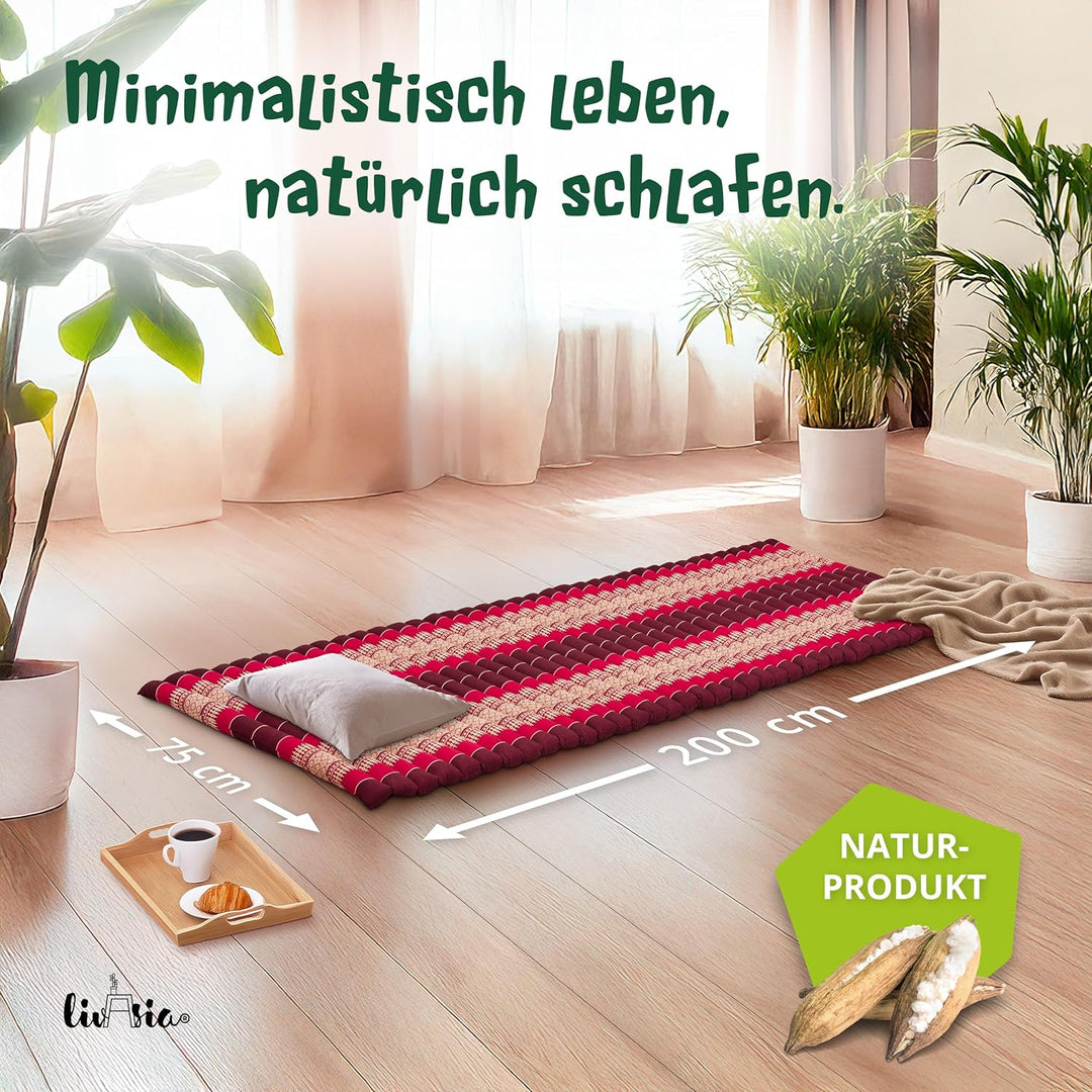 livasia Rollmatte Rollmatratze L-200x110x4,5cm, Gästebett Gästematratze 1 Person, Reisebett Kofferra